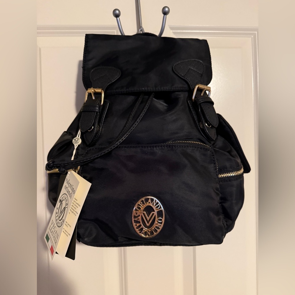 Valentino Orlandi Black Nylon Backpack! Gorgeous Detail. Brand New with Tags.